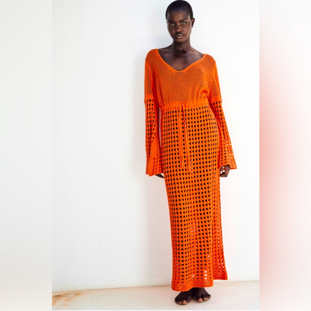 Zara LONG DRESS WITH V-NECK